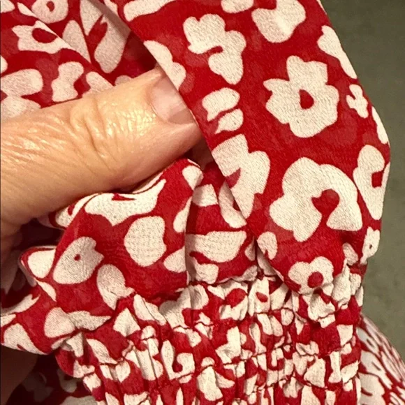 Elegant Red and White Animal Print Patterned Long Sleeve Dress by PrettyGarden - Picture 14 of 14
